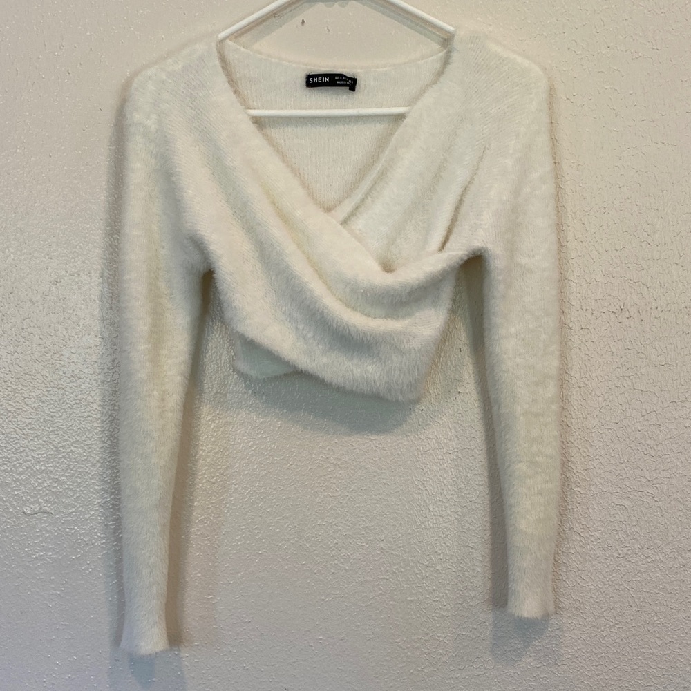 SHEIN Women's Soft White V-Neck Sweater
